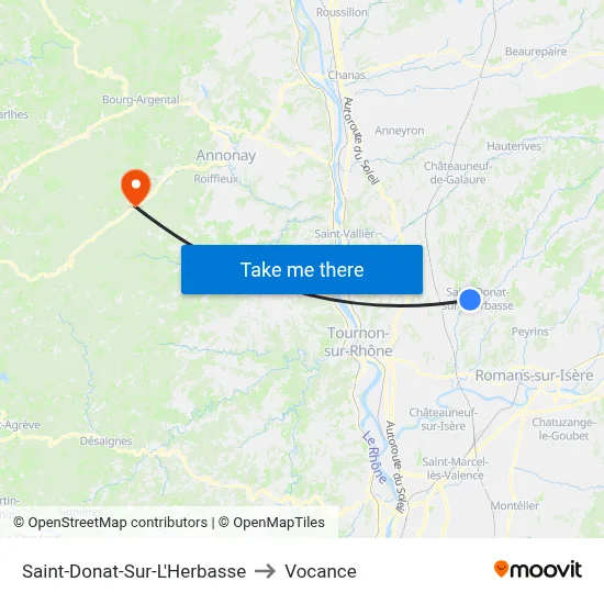 Saint-Donat-Sur-L'Herbasse to Vocance map