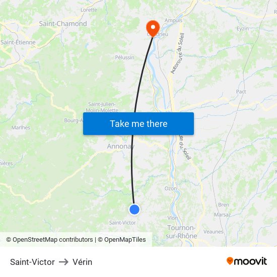 Saint-Victor to Vérin map