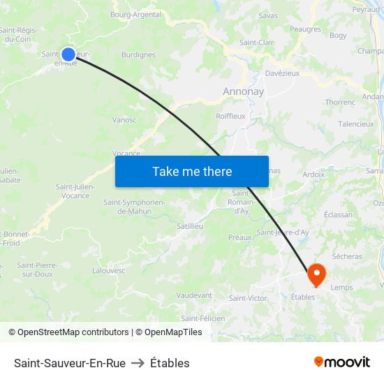 Saint-Sauveur-En-Rue to Étables map