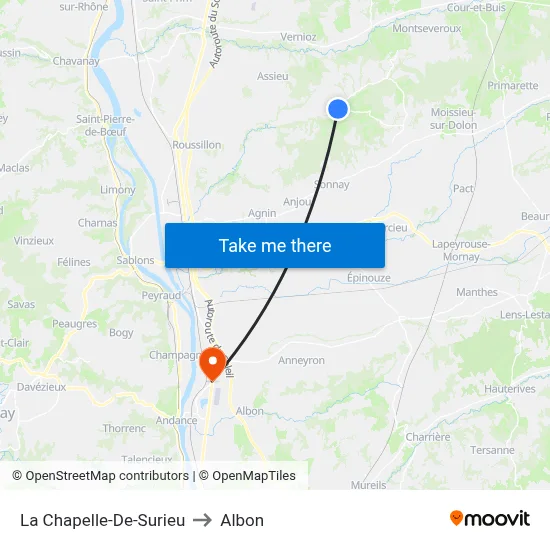 La Chapelle-De-Surieu to Albon map