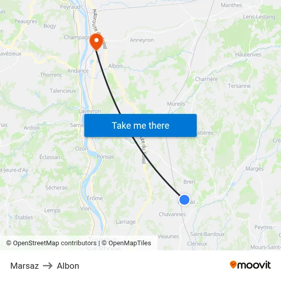 Marsaz to Albon map