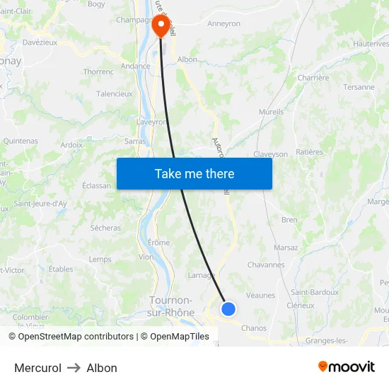 Mercurol to Albon map