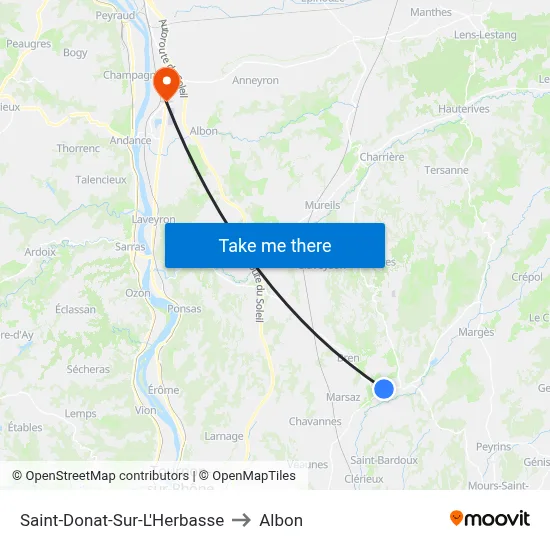Saint-Donat-Sur-L'Herbasse to Albon map