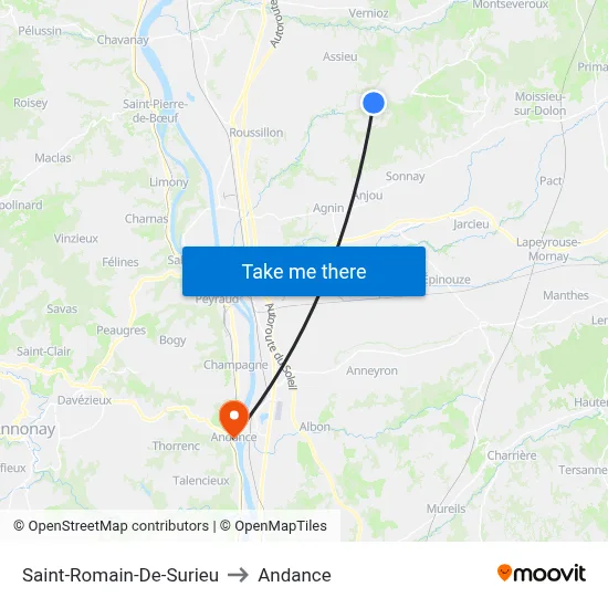 Saint-Romain-De-Surieu to Andance map
