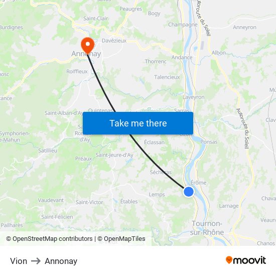 Vion to Annonay map