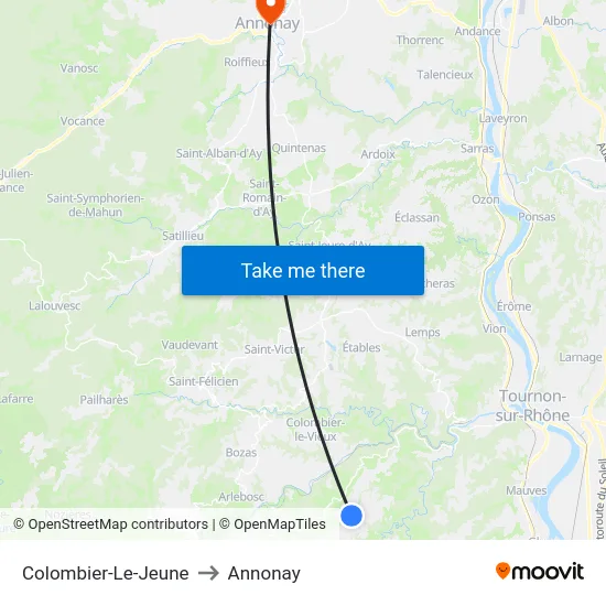 Colombier-Le-Jeune to Annonay map