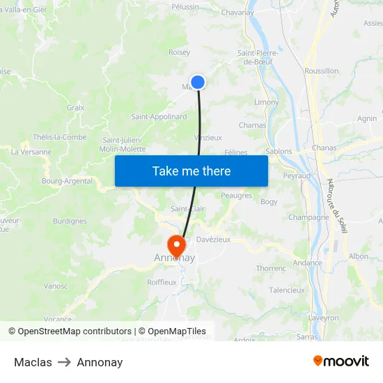 Maclas to Annonay map
