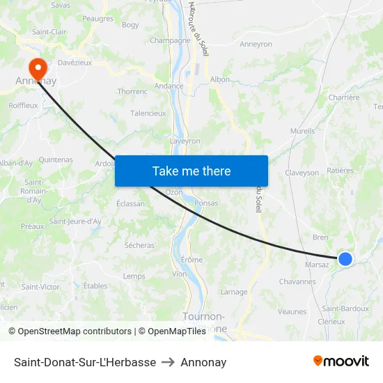 Saint-Donat-Sur-L'Herbasse to Annonay map