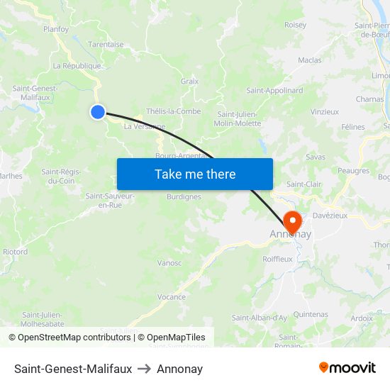 Saint-Genest-Malifaux to Annonay map