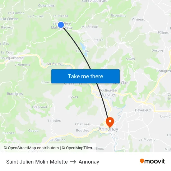 Saint-Julien-Molin-Molette to Annonay map