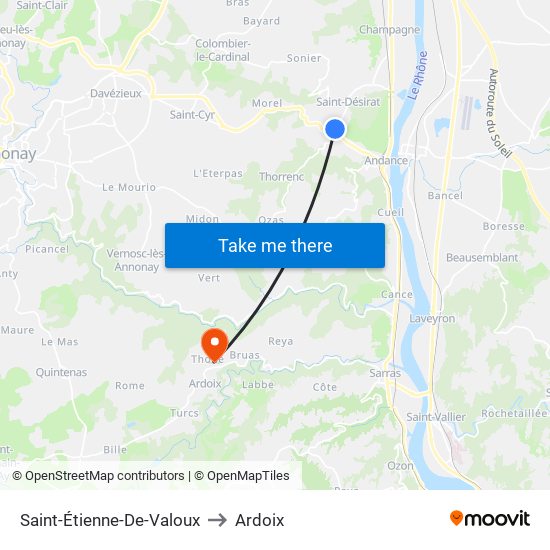 Saint-Étienne-De-Valoux to Ardoix map