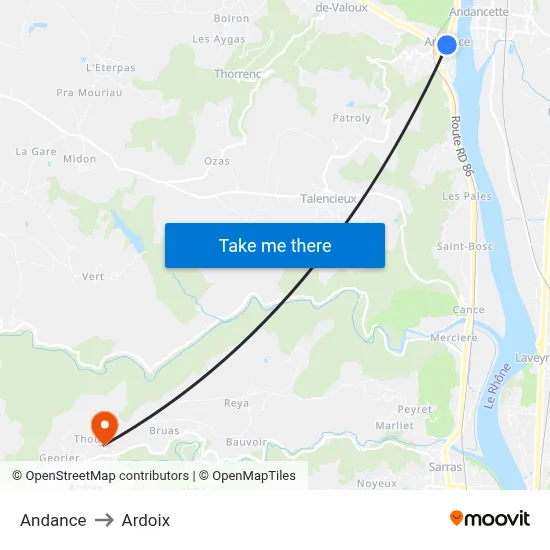 Andance to Ardoix map