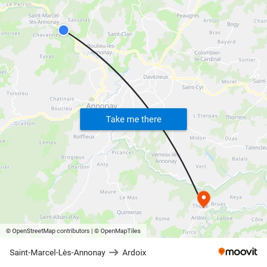 Saint-Marcel-Lès-Annonay to Ardoix map