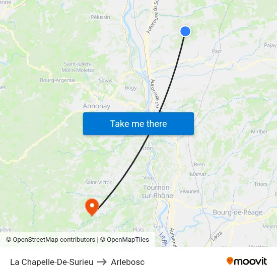 La Chapelle-De-Surieu to Arlebosc map