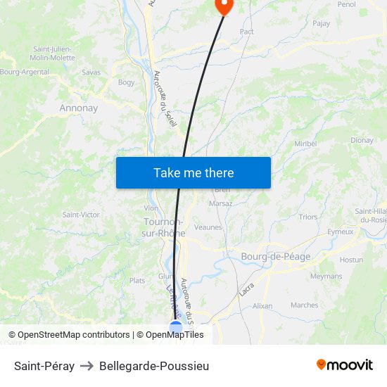 Saint-Péray to Bellegarde-Poussieu map