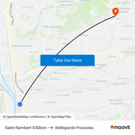 Saint-Rambert-D'Albon to Bellegarde-Poussieu map