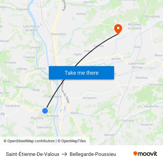 Saint-Étienne-De-Valoux to Bellegarde-Poussieu map