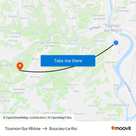 Tournon-Sur-Rhône to Boucieu-Le-Roi map