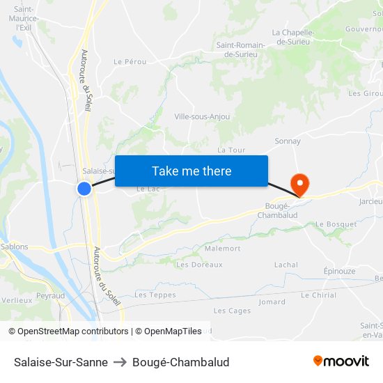 Salaise-Sur-Sanne to Bougé-Chambalud map