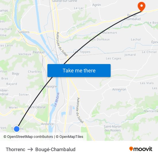 Thorrenc to Bougé-Chambalud map