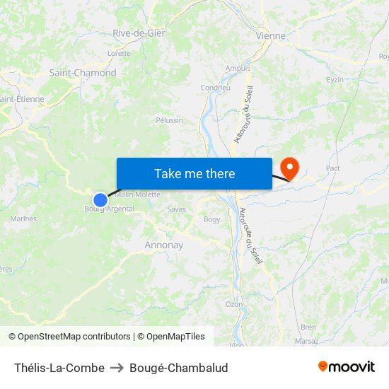 Thélis-La-Combe to Bougé-Chambalud map