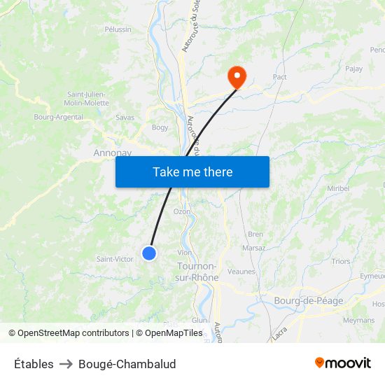 Étables to Bougé-Chambalud map