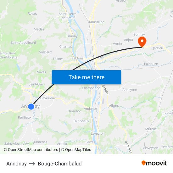 Annonay to Bougé-Chambalud map
