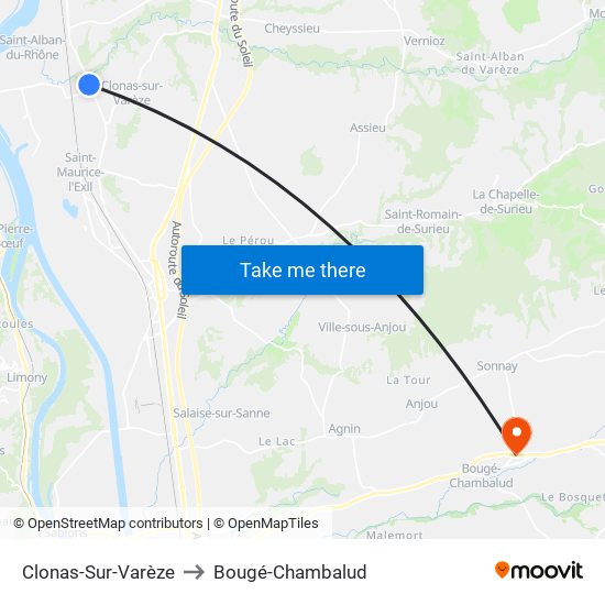 Clonas-Sur-Varèze to Bougé-Chambalud map