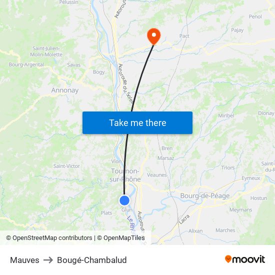 Mauves to Bougé-Chambalud map