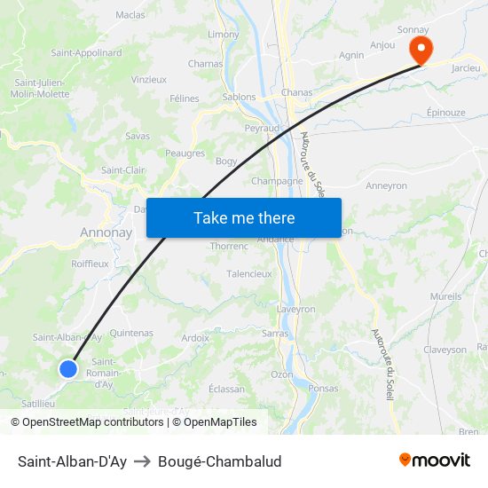 Saint-Alban-D'Ay to Bougé-Chambalud map