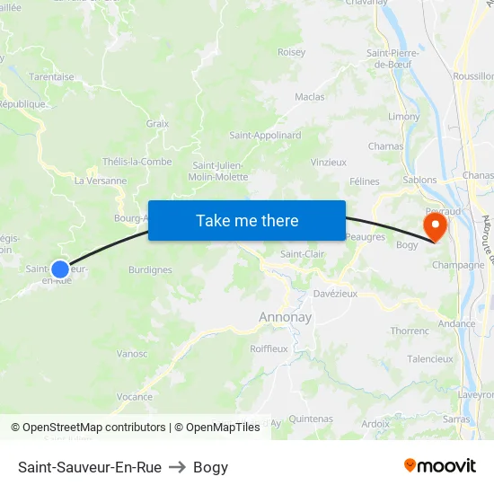 Saint-Sauveur-En-Rue to Bogy map