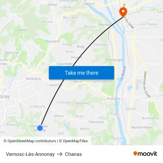Vernosc-Lès-Annonay to Chanas map