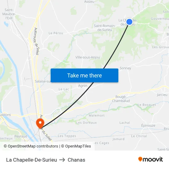 La Chapelle-De-Surieu to Chanas map