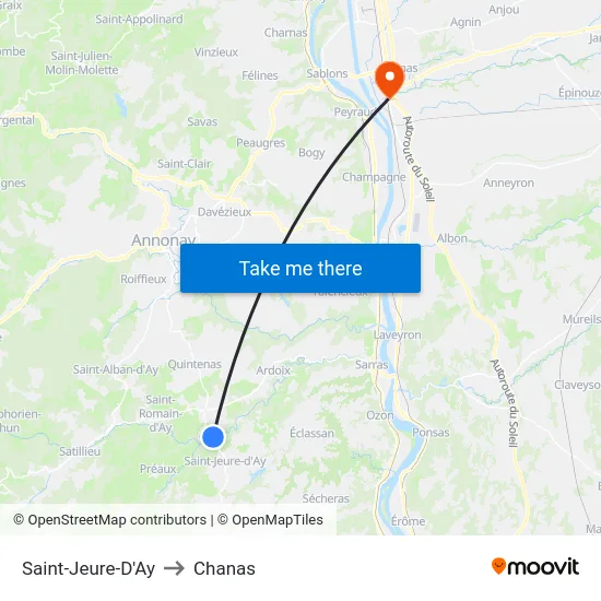 Saint-Jeure-D'Ay to Chanas map