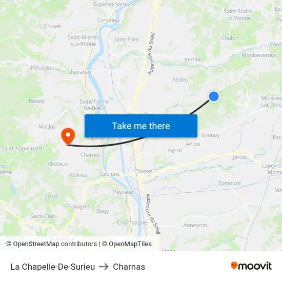 La Chapelle-De-Surieu to Charnas map