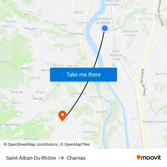 Saint-Alban-Du-Rhône to Charnas map