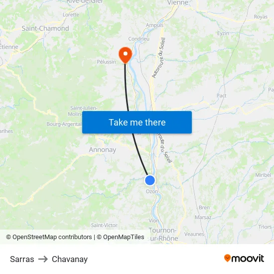 Sarras to Chavanay map
