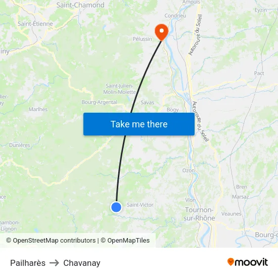 Pailharès to Chavanay map