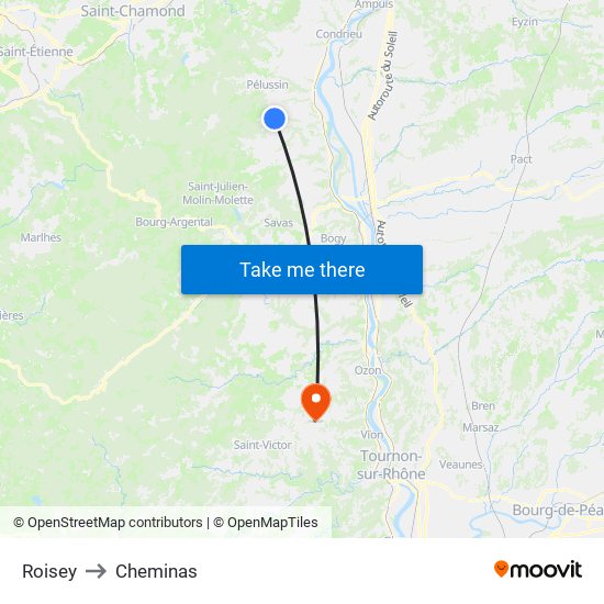 Roisey to Cheminas map