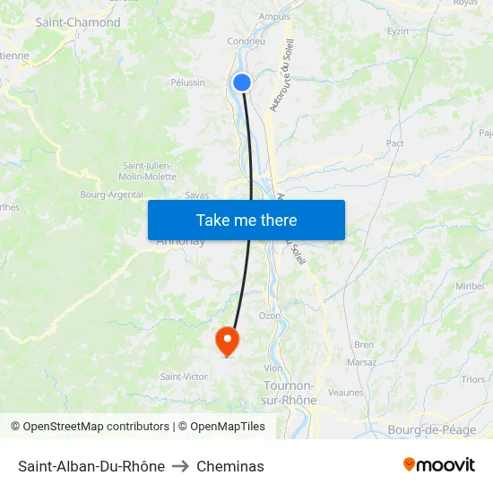 Saint-Alban-Du-Rhône to Cheminas map