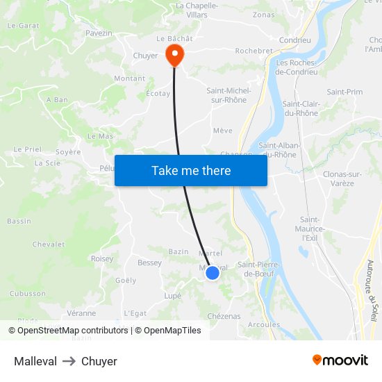 Malleval to Chuyer map