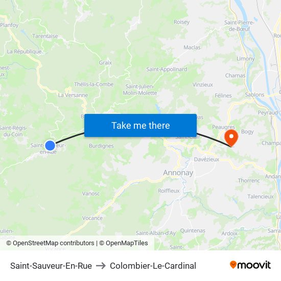 Saint-Sauveur-En-Rue to Colombier-Le-Cardinal map