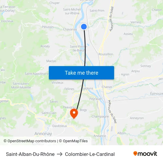 Saint-Alban-Du-Rhône to Colombier-Le-Cardinal map