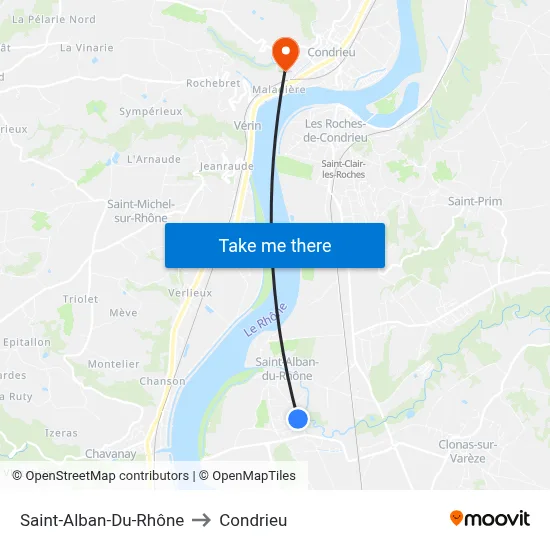 Saint-Alban-Du-Rhône to Condrieu map