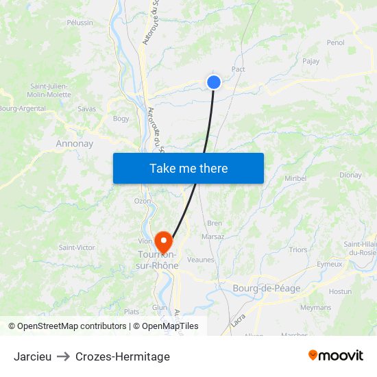 Jarcieu to Crozes-Hermitage map