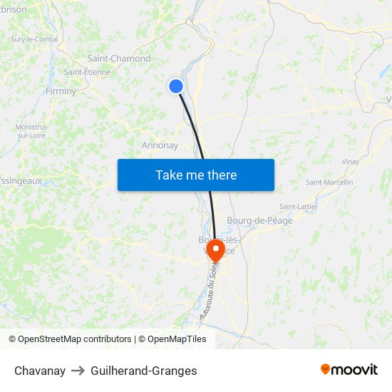 Chavanay to Guilherand-Granges map