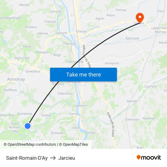 Saint-Romain-D'Ay to Jarcieu map