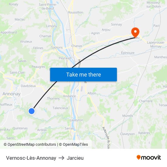 Vernosc-Lès-Annonay to Jarcieu map