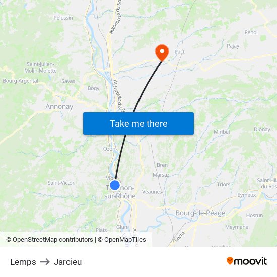Lemps to Jarcieu map