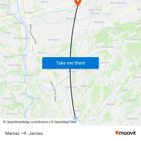 Marsaz to Jarcieu map